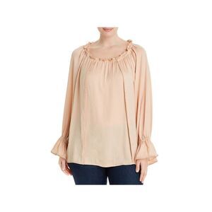 SINGLE THREAD Womens Pink Elastic Cuffs Long Sleeve Scoop Neck Party Blouse XS